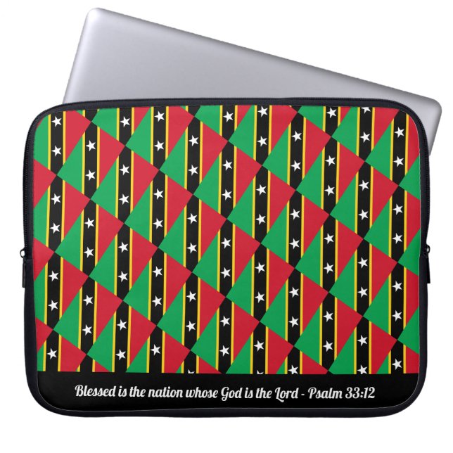 ST KITTS & NEVIS Psalm 33:12 Blessed Nation Laptop Sleeve (Front)