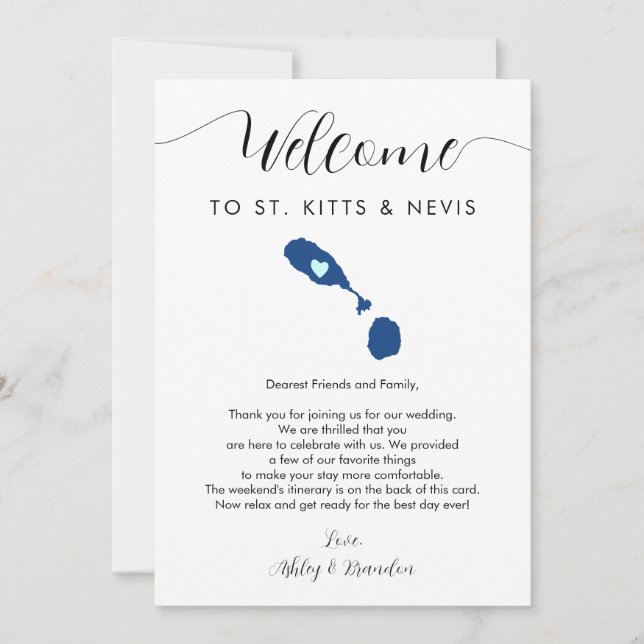 St. Kitts & Nevis Wedding Welcome Letter Itinerary (Front)