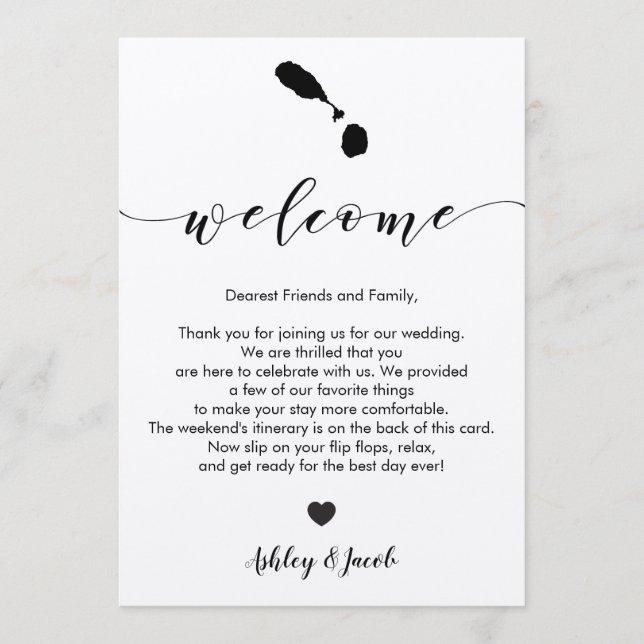 St. Kitts & Nevis Wedding Welcome Letter Itinerary Programme (Front)