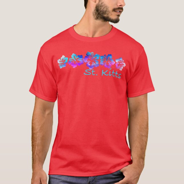 St Kitts Tropical Flower Vacation Beach for Men Wo T-Shirt (Front)