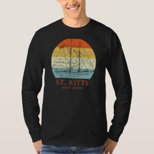 St Kitts West Indies Vintage Blueprint Sailboat Va T-Shirt