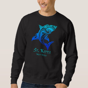St Kitts West Indies Vintage Retro Tribal Shark Va Sweatshirt