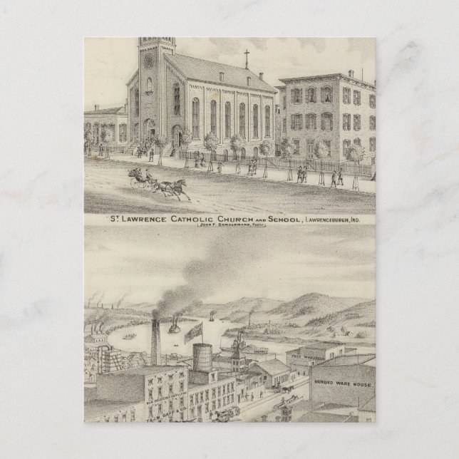 St Lawrence Catholic Church and School Postcard (Front)