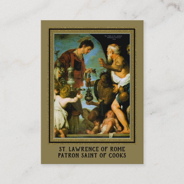 St. Lawrence of Rome, Patron Saint of Cooks Prayer Business Card (Front)