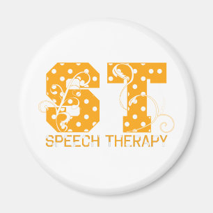 st letters orange and white polka dots magnet