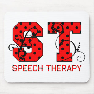 st letters red and black polka dots mouse mat