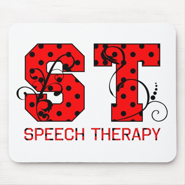 st letters red and black polka dots mouse mat (Front)