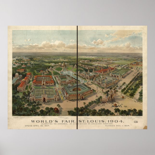 St Louis 1904 World's Fair Expo Antique Panorama Poster (Front)