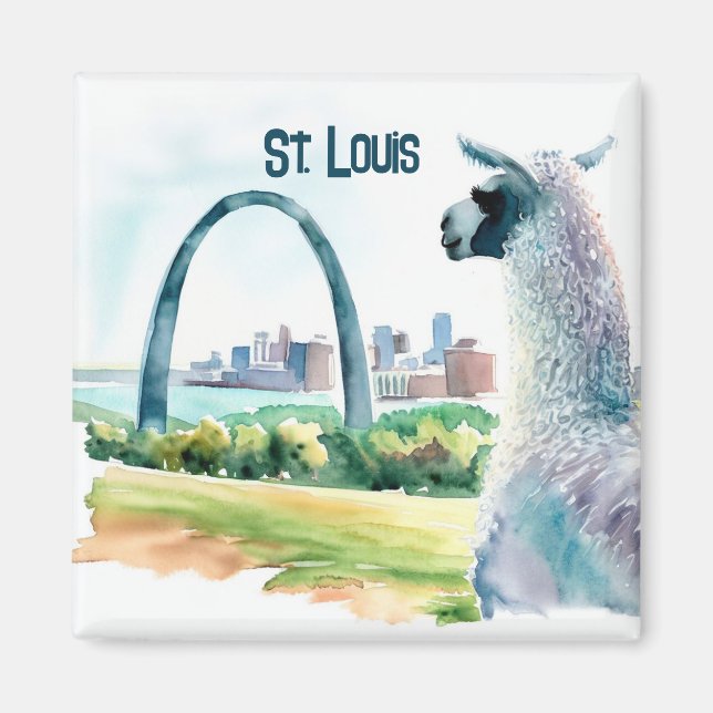 St. Louis Arch Llama Souvenir Magnet (Front)