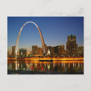 St Louis Arch Missouri on the Mississippi by Night Postcard