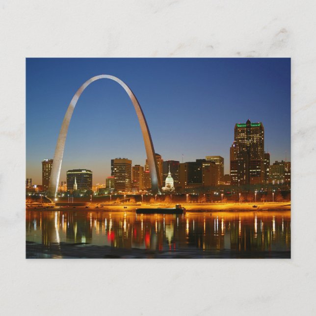 St Louis Arch Missouri on the Mississippi by Night Postcard (Front)