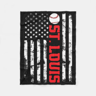 St. Louis Baseball Usa Flag  Fleece Blanket