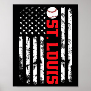 St. Louis Baseball Usa Flag Poster