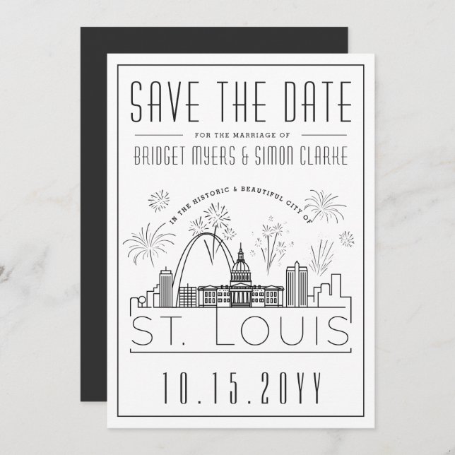St. Louis City Save the Date | with Fireworks Invitation (Front/Back)