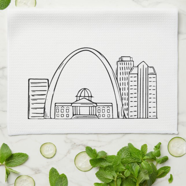 St. Louis Drawng Dishtowel - Tea Towel (Folded)