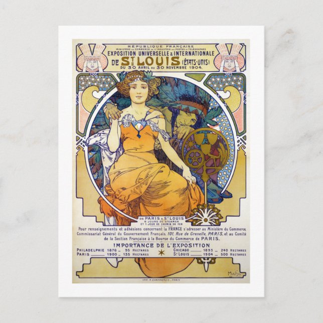 St. Louis Exhibition, Mucha Postcard (Front)