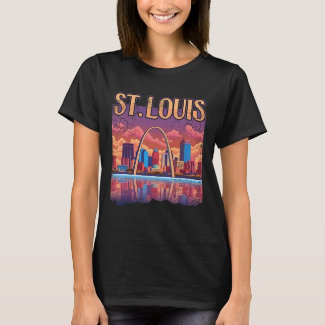 St Louis Gateway Arch Missouri Cityscape Skyline  T-Shirt (Front)