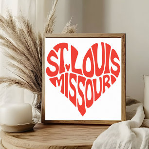St. Louis Heart Shaped Word Art Poster