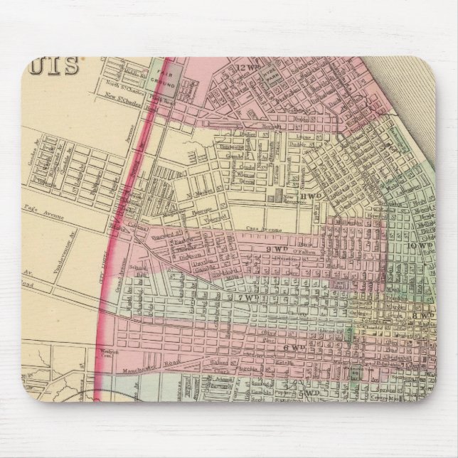 St Louis Map by Mitchell Mouse Mat (Front)