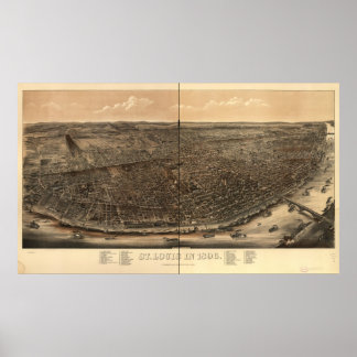 St. Louis Missouri 1896 Antique Panoramic Map Poster