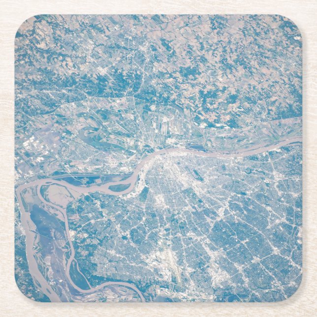 St. Louis, Missouri Along The Mississippi River. Square Paper Coaster (Front)