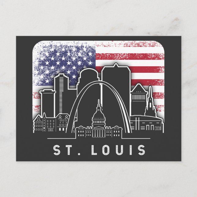 St. Louis Missouri American Flag Vintage Postcard (Front)