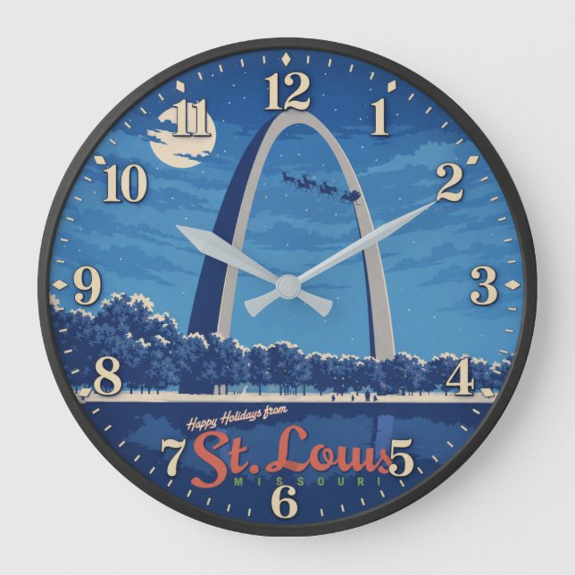 St. Louis Missouri Gateway Arch Christmas Large Clock (Front)