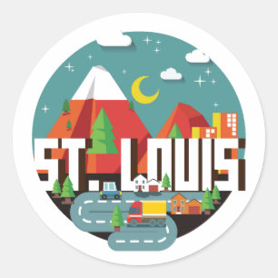 St. Louis, Missouri Geometric Design Classic Round Sticker
