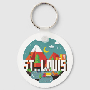 St. Louis, Missouri Geometric Design Key Ring