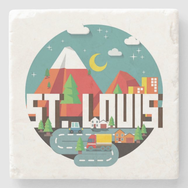 St. Louis, Missouri Geometric Design Stone Coaster (Front)