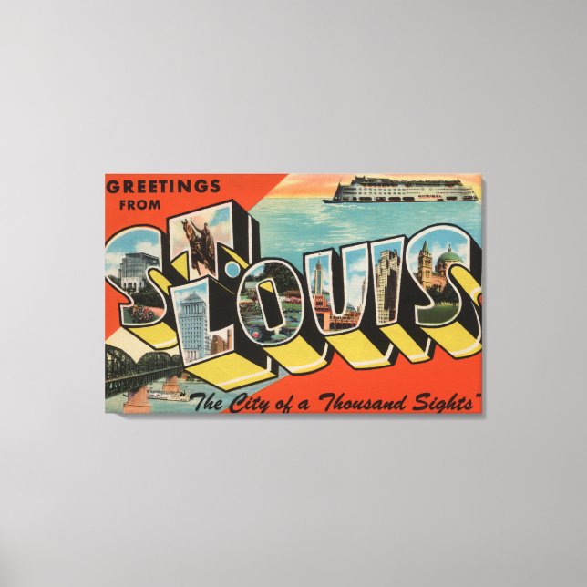 St. Louis, Missouri - Large Letter Scenes 2 Canvas Print (Front)