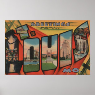 St. Louis, Missouri - Large Letter Scenes 3 Poster