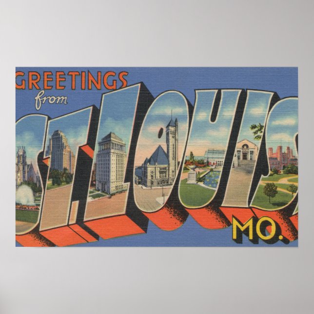 St. Louis, Missouri - Large Letter Scenes Poster (Front)