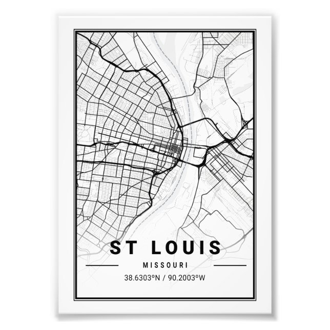 St Louis - Missouri Ligth City Map Photo Print (Front)