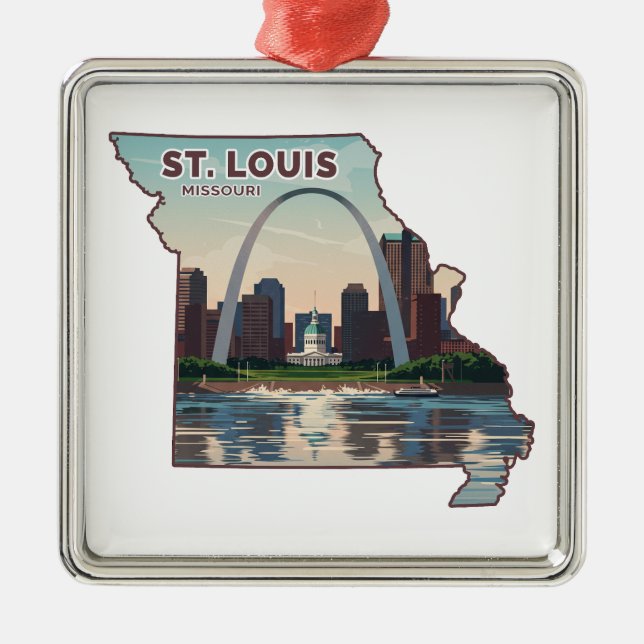 St. Louis Missouri Map Metal Tree Decoration (Front)