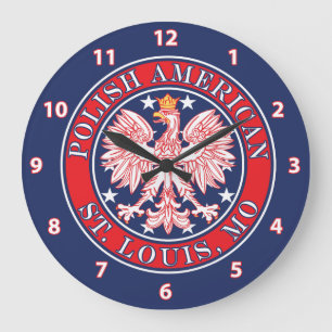 St. Louis Missouri Polish Eagle Large Clock