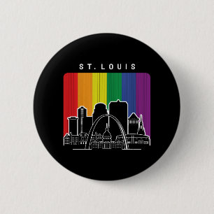 St. Louis Missouri Rainbow Flag LGBTQAI Pride 6 Cm Round Badge