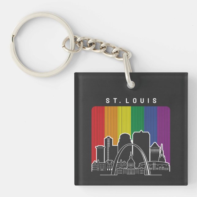 St. Louis Missouri Rainbow Flag LGBTQAI Pride Key Ring (Front)