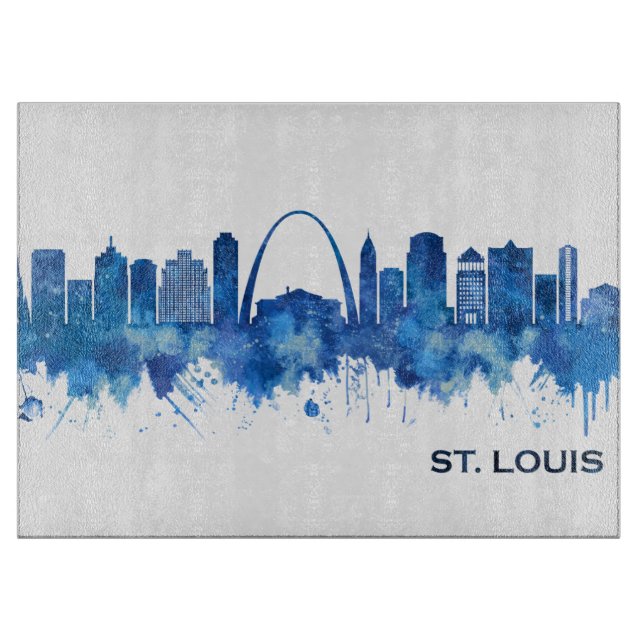St. Louis Missouri Skyline Blue Cutting Board (Front)