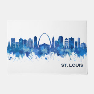 St. Louis Missouri Skyline Blue Doormat