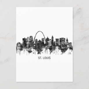 St. Louis Missouri Skyline BW Invitation Postcard