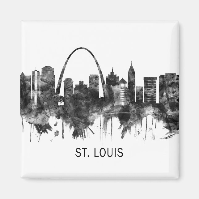 St. Louis Missouri Skyline BW Magnet (Front)