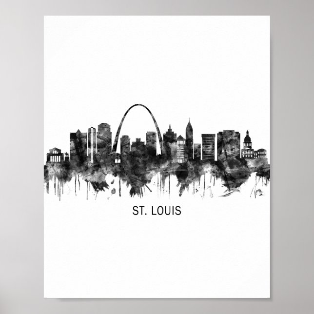 St. Louis Missouri Skyline BW Poster (Front)