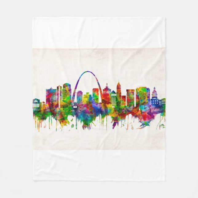 St. Louis Missouri Skyline Fleece Blanket (Front)