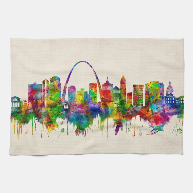 St. Louis Missouri Skyline Tea Towel (Horizontal)