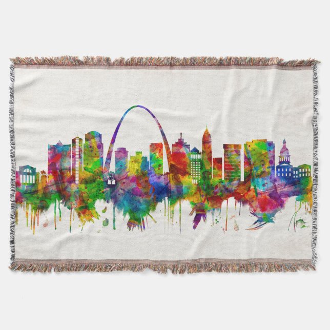 St. Louis Missouri Skyline Throw Blanket (Front)