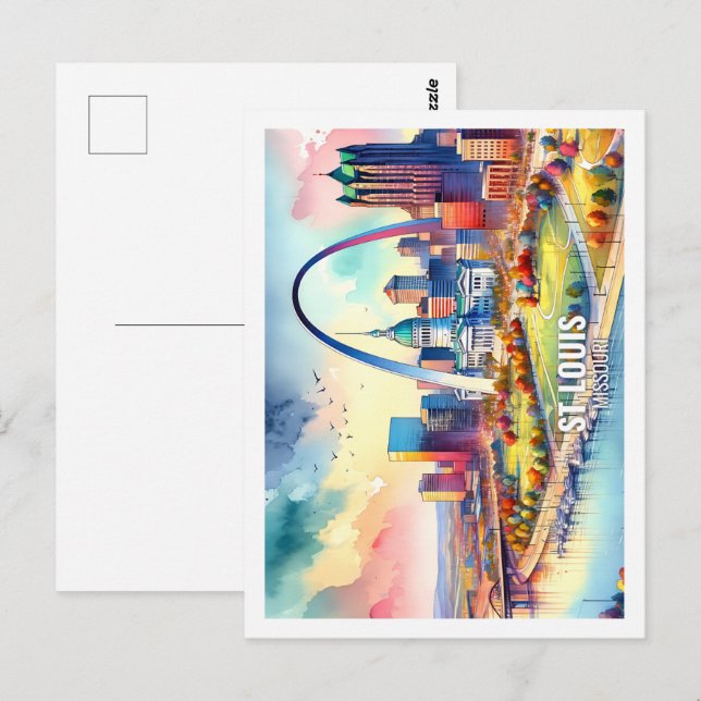 ST Louis Missouri USA Famous Place watercolor Postcard (Front/Back)