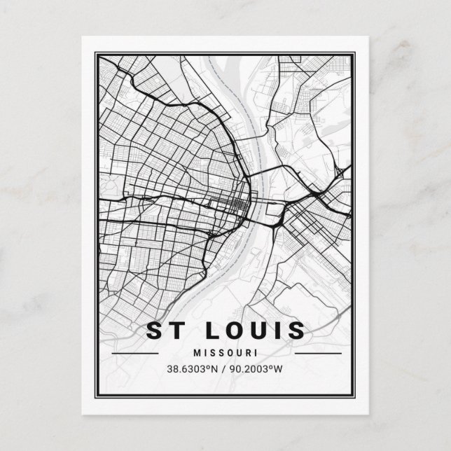 St Louis Missouri USA Travel City Map Postcard (Front)