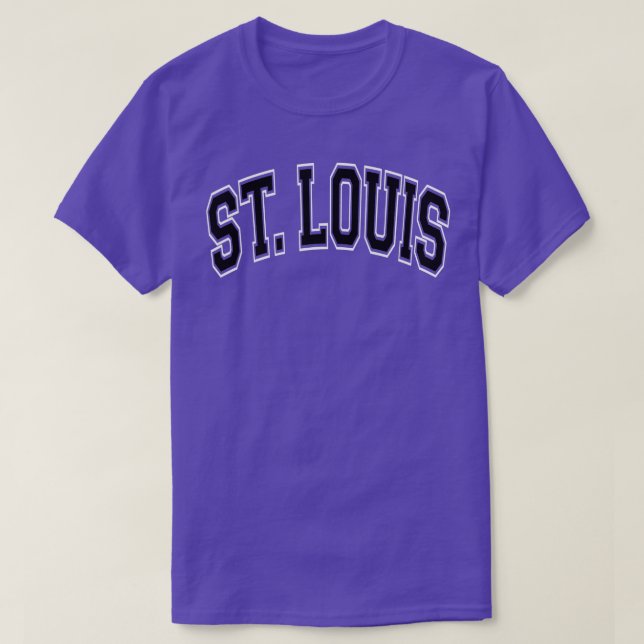 St Louis Missouri Varsity Style Red with Black Tex T-Shirt (Design Front)