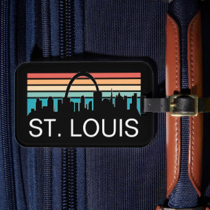 ST. LOUIS MISSOURI VINTAGE SKYLINE SUNSET LUGGAGE TAG